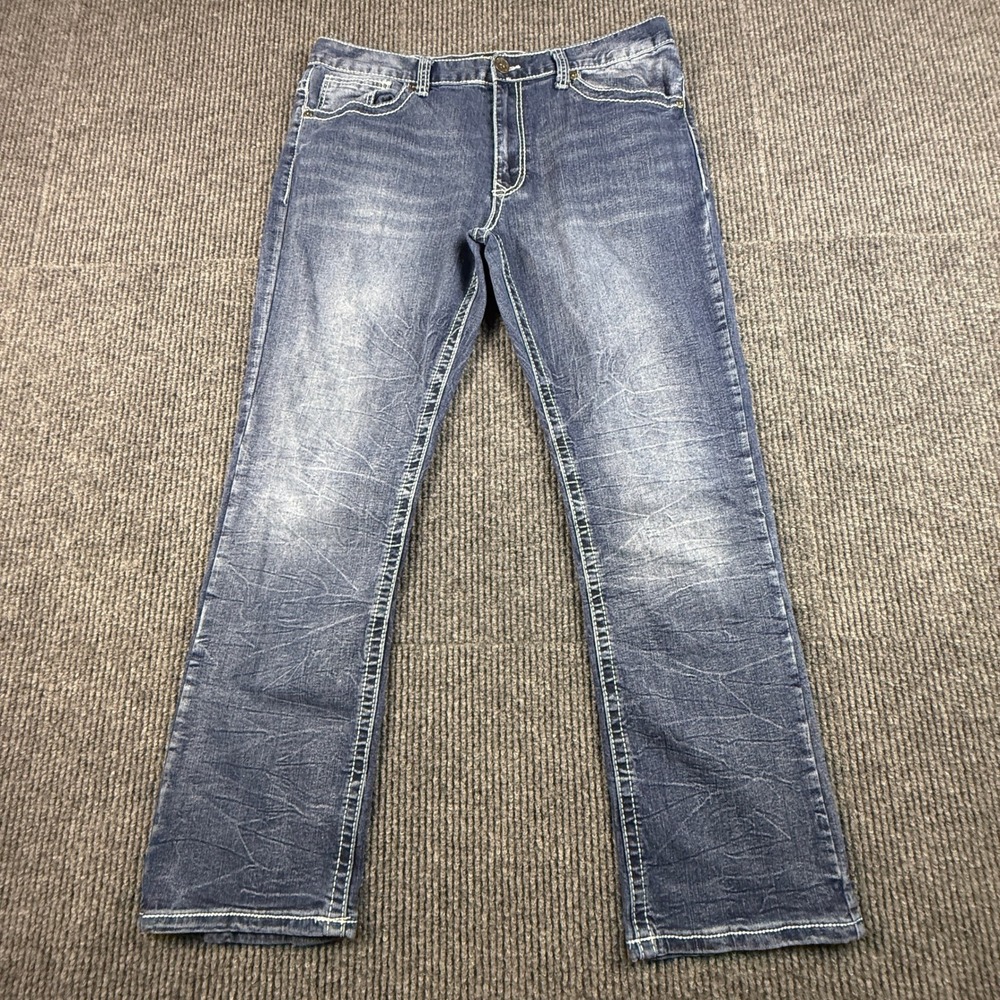 True‎ Luck Mens Size 36x32 Straight Leg Jeans Blue Medium Wash TL16350002